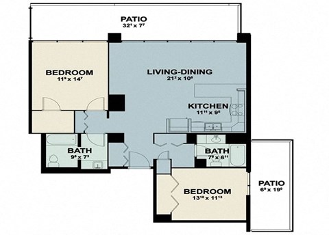 a floor plan of a house with a bedroom and a living room